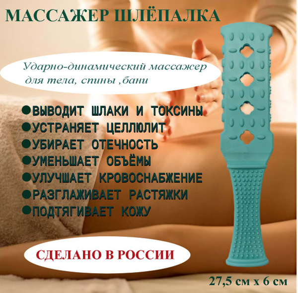 Массажер хлопушка Шлепалка бирюзовый / для тела, спины, шеи, плеч, рук ...