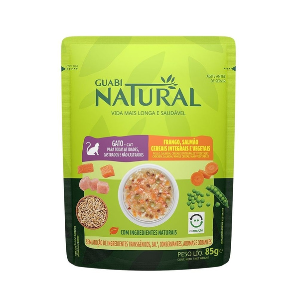 Guabi Natural паучи для взрослых кошек с курицей, лососем, злаками и ...