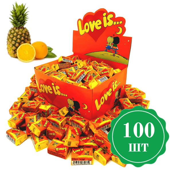 Жевательная резинка Love is ( Лав ис Лов ис Ловис ), 100 шт, ананас ...