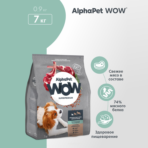 Сухой корм AlphaPet WOW Superpremium для взрослых собак мелких пород с ...