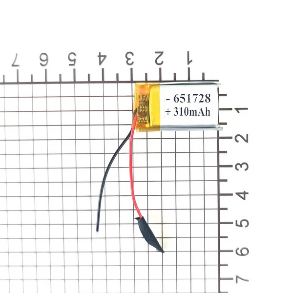 Аккумулятор для видеорегистратора 3.7v 310mAh 6.5*17*28 2 провода с ...