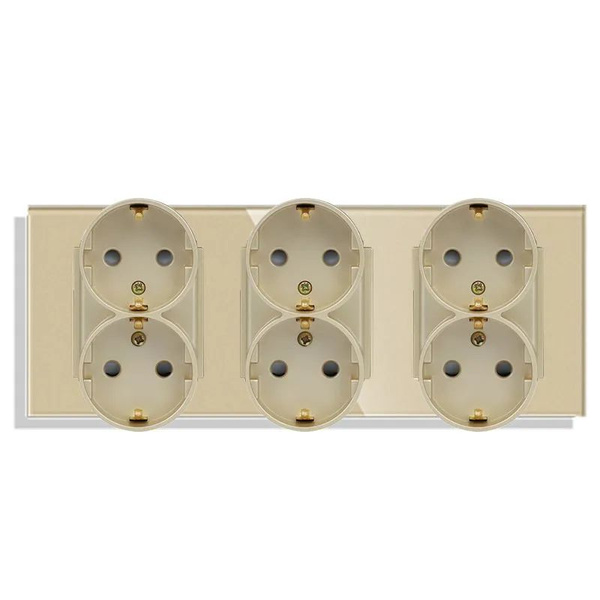 Розетка двойная, Евророзетка с заземлением,3 поста,16А 250в ,Золотой ...