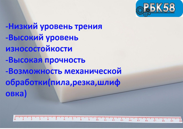 Капролон пластина ПА-6 листовой 20 мм 1000*1000, цвет натуральный ...