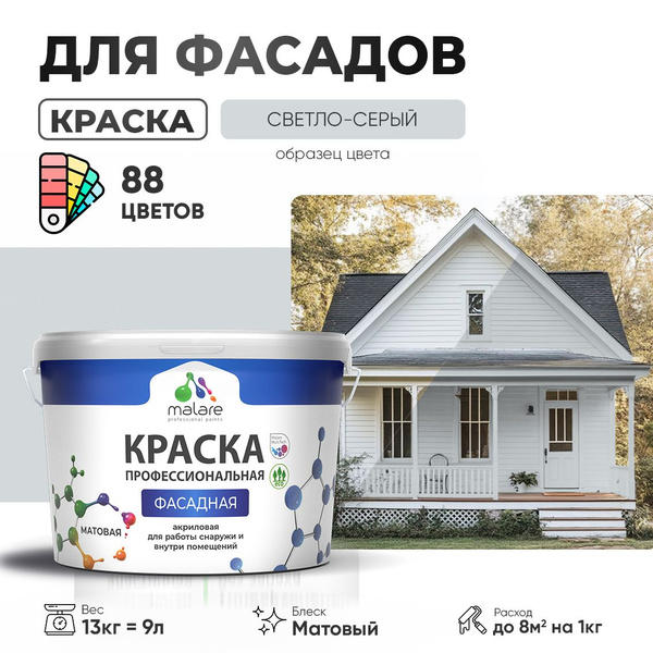 Краска фасадная для наружных работ Malare Professional для дерева по ...