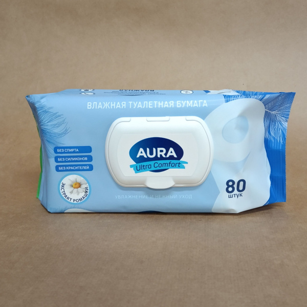 AURA ULTRA COMFORT Влажная туалетная бумага с крышкой 80шт - купить с ...