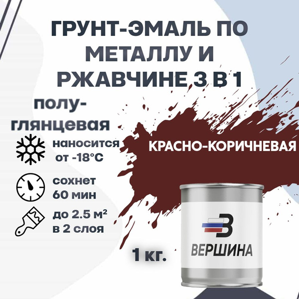 Характеристики Грунт-эмаль 3 в 1 полуглянцевая по металлу и ржавчине ...