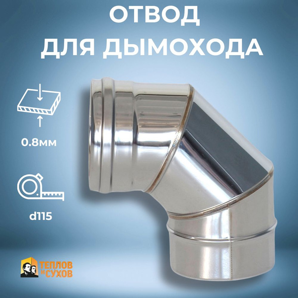 Колено одностенное отвод для дымохода или трубы из нержавейки 90 ...