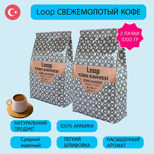 Кофе молотый Loop Турецкий Арабика 100% в мягкой упаковке 1000 гр. 2шт ...