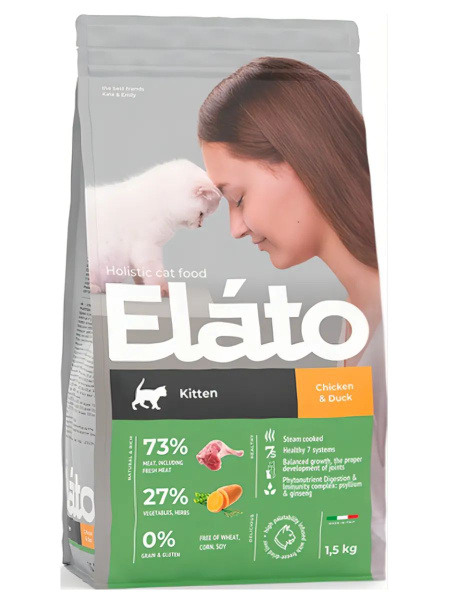 Корм сухой для котят ЭЛАТО Holistic курица утка 1,5 кг купить на OZON ...