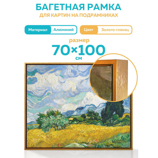 Металлическая багетная рама 100х70 см для картины на подрамнике купить ...