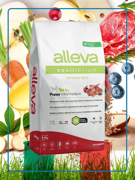 Alleva Equilibrium Sensitive Lamb Puppy Mini/Medium сухой корм для ...