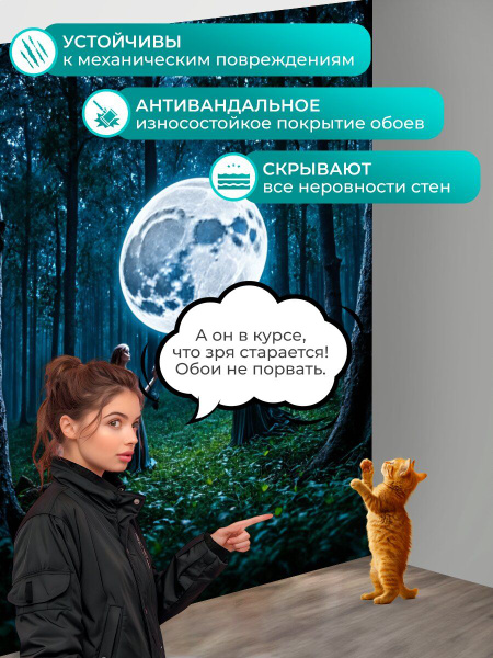 Фотообои моющиеся ударопрочные на кухню "В стиле фэнтези с полной луной ...