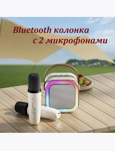 Караоке колонка bluetooth с двумя беспроводными микрофонами купить на ...