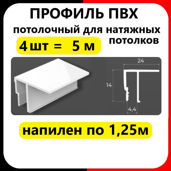 Характеристики Профиль потолочный (5м) для натяжного потолка ПВХ ...