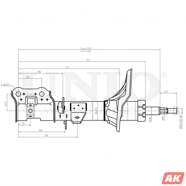 Амортизатор газовый передней подвески правый, для КИА Церато 04 ...