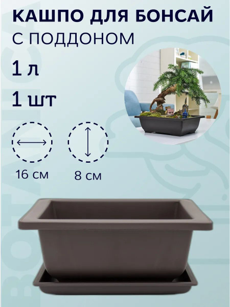 Кашпо квадратное для суккулентов и бонсай с поддоном купить на OZON по ...