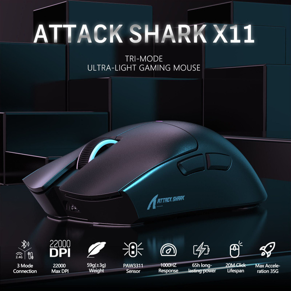 Характеристики ATTACK SHARK Игровая мышь беспроводная X11 Беспроводная ...