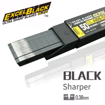 50шт Лезвия OLFA ABB-50 9 - мм лезвие Можно сегментировать EXCEL BLACK, 9х80х0,38мм, 13 сегментов,