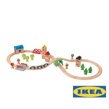 Железная дорога ЛИЛЛАБУ ИКЕА (LILLABO IKEA), 45 предметов, разноцветный ...