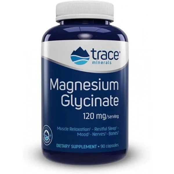 Trace Minerals,Magnesium Glycinate 120mg,магний глицинат 90 капсул