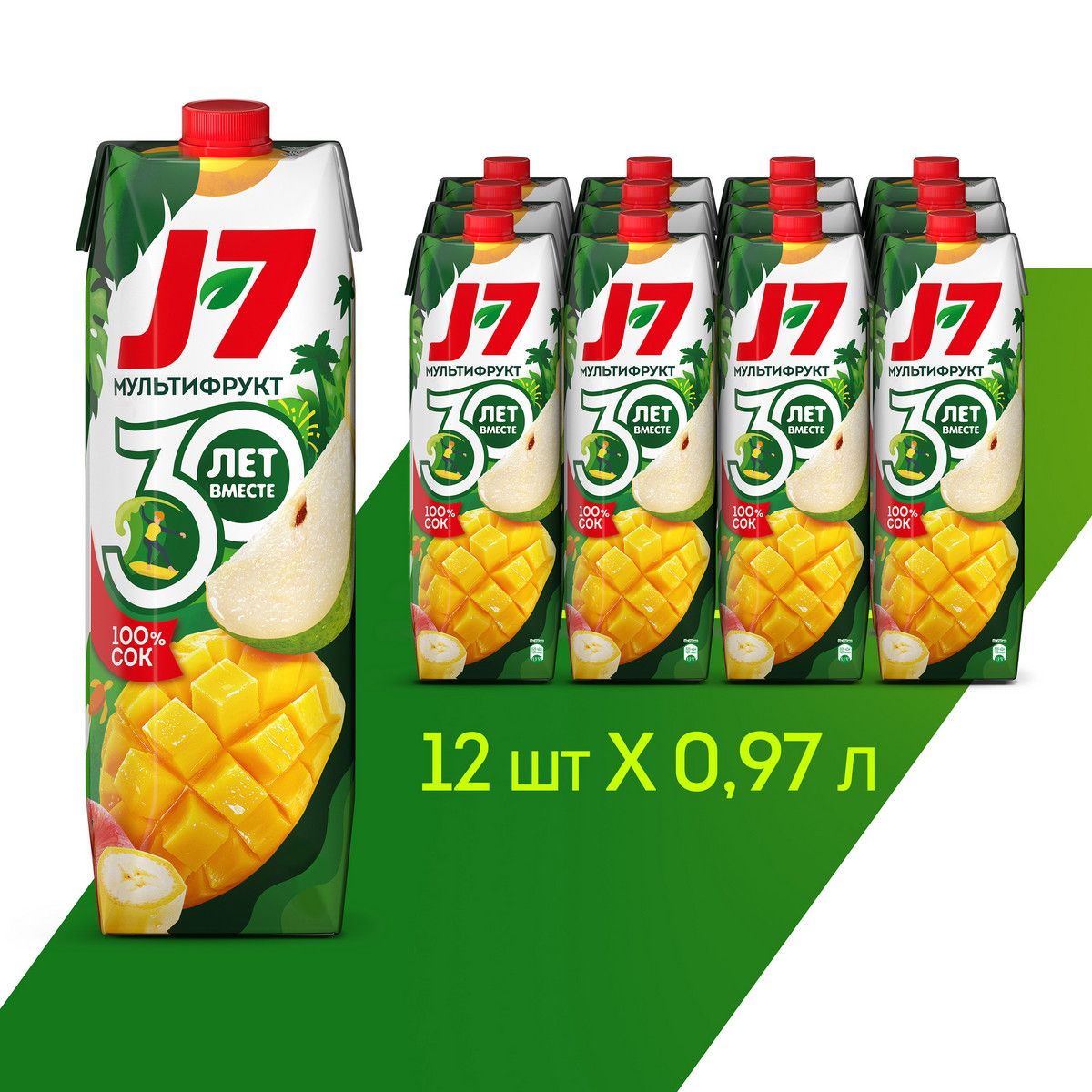 Сок J7 Мультифрукт без сахара, 12 шт х 0,97 л