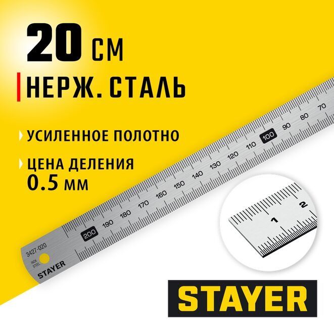 ЛинейкаизнержавеющейсталиSTAYER0,2м