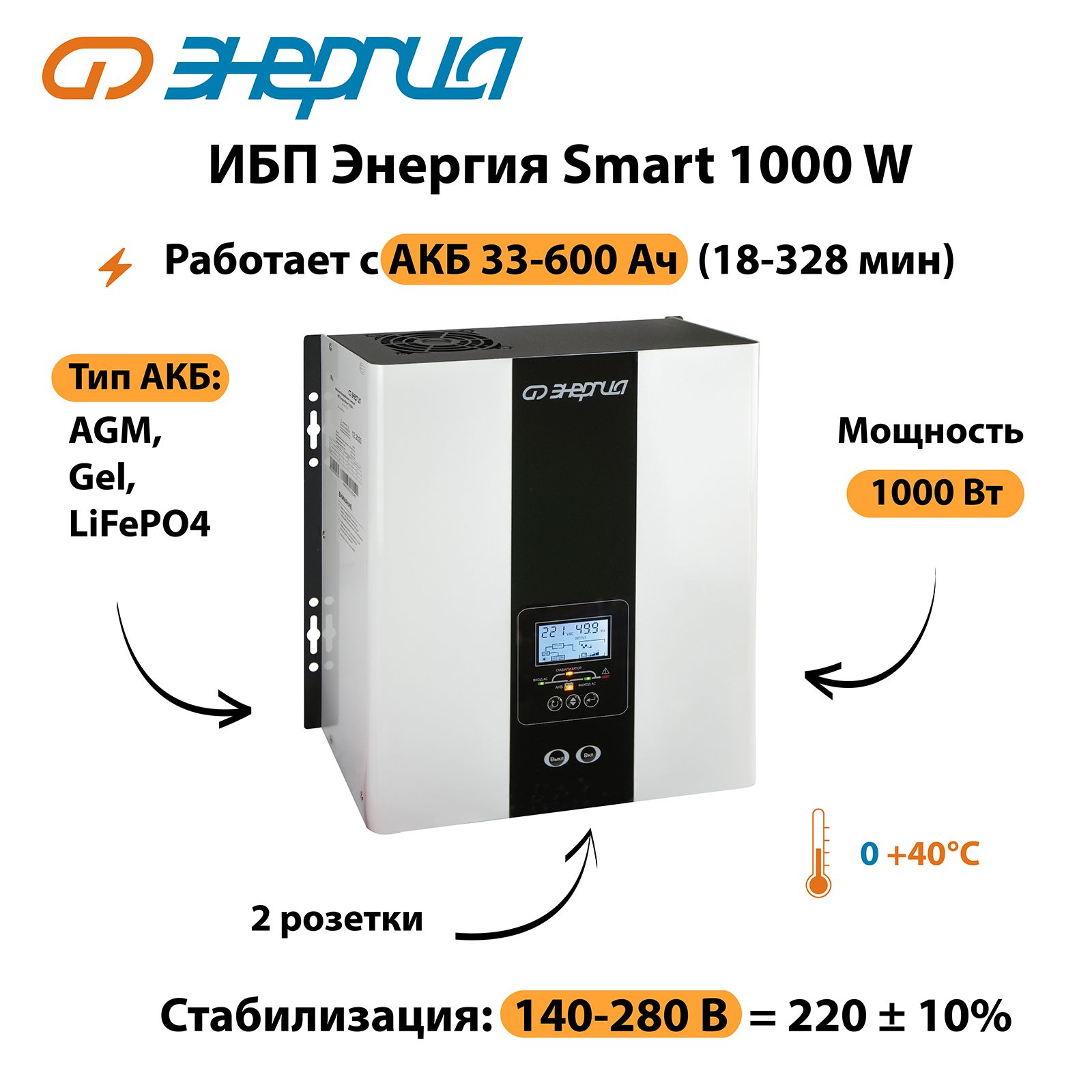 ИБП Линейно-интерактивный (Smart UPS) Энергия Е0201-0143 купить по выгодной  цене в интернет-магазине OZON (1417391018)