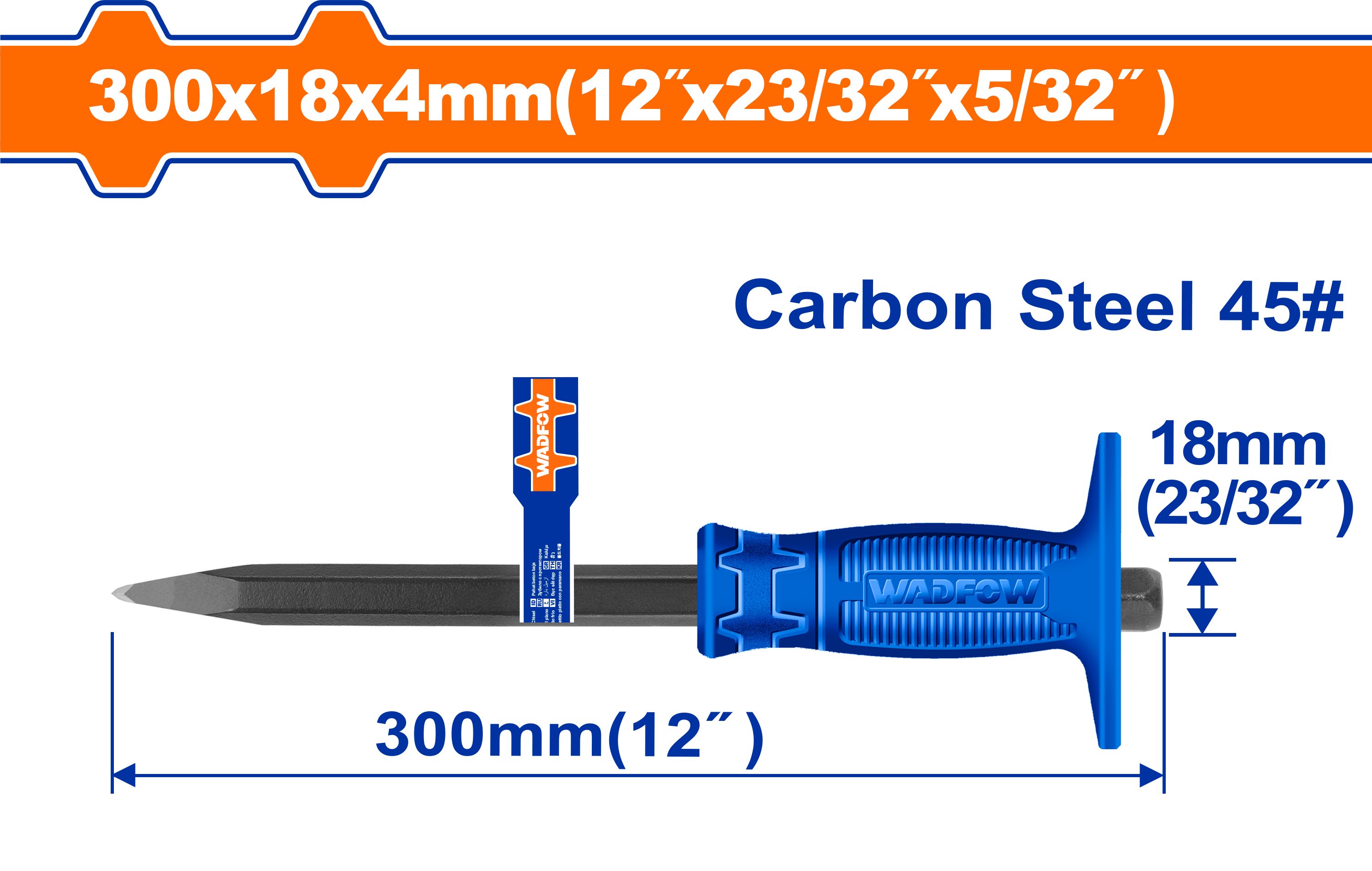 Зубило пикообразное с протектором 300х18х4 мм WADFOW WCC1304