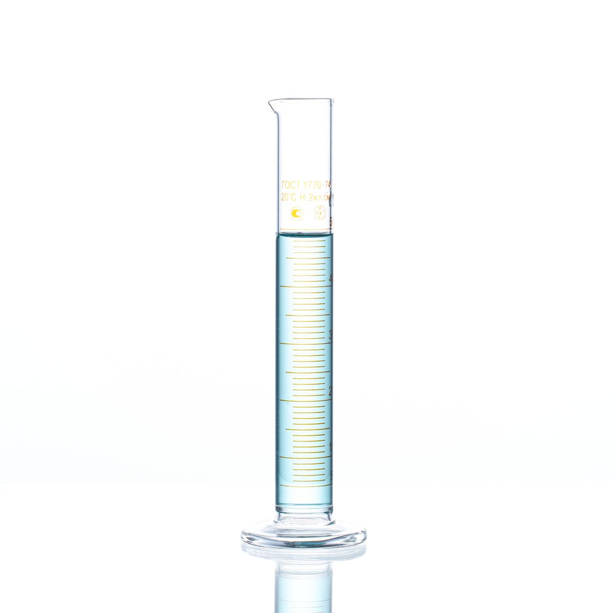 Цилиндр лабораторный 50 мл (мерный: исполнение 1 - на стеклянном основании) 1-50-2