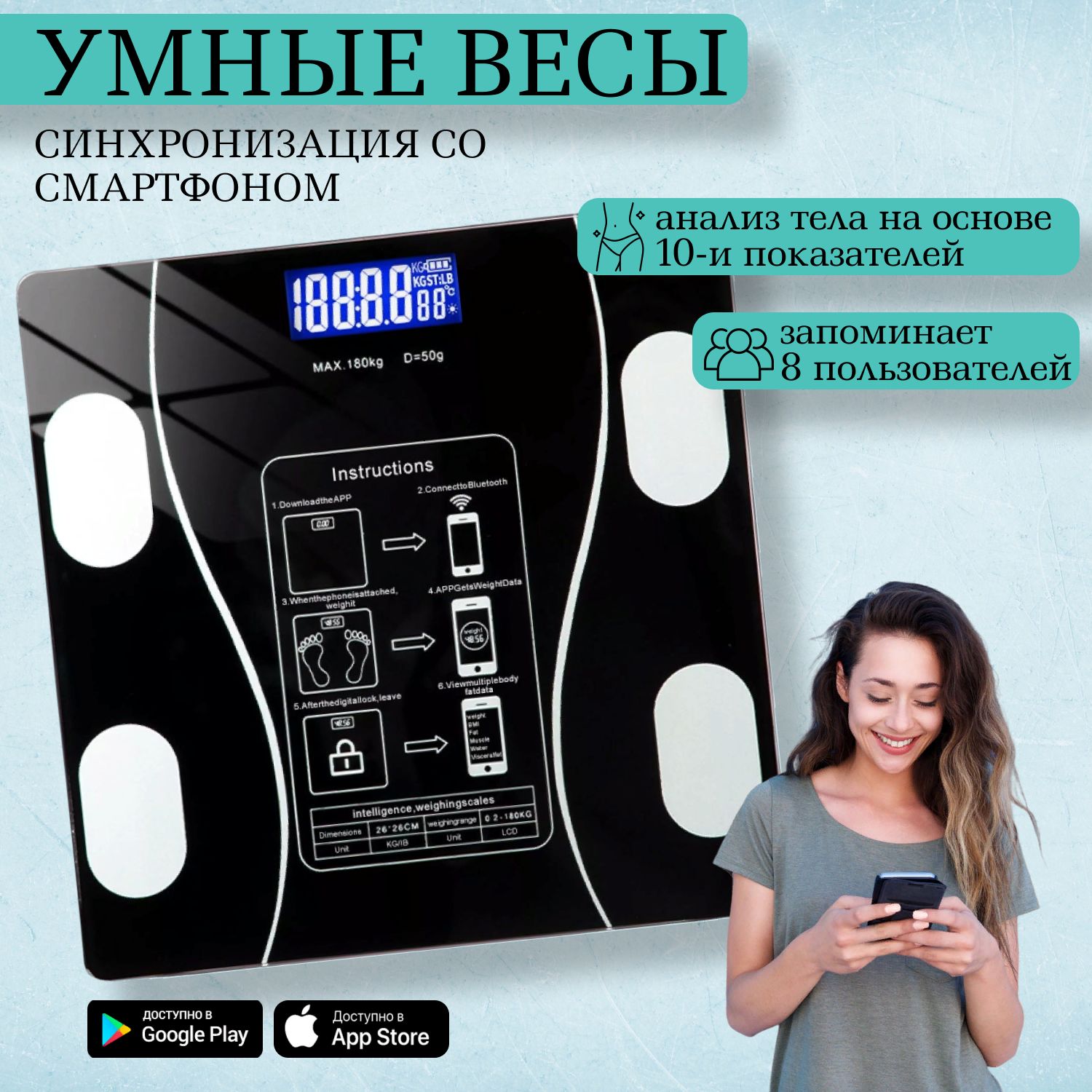 Весы напольные электронные / умные весы