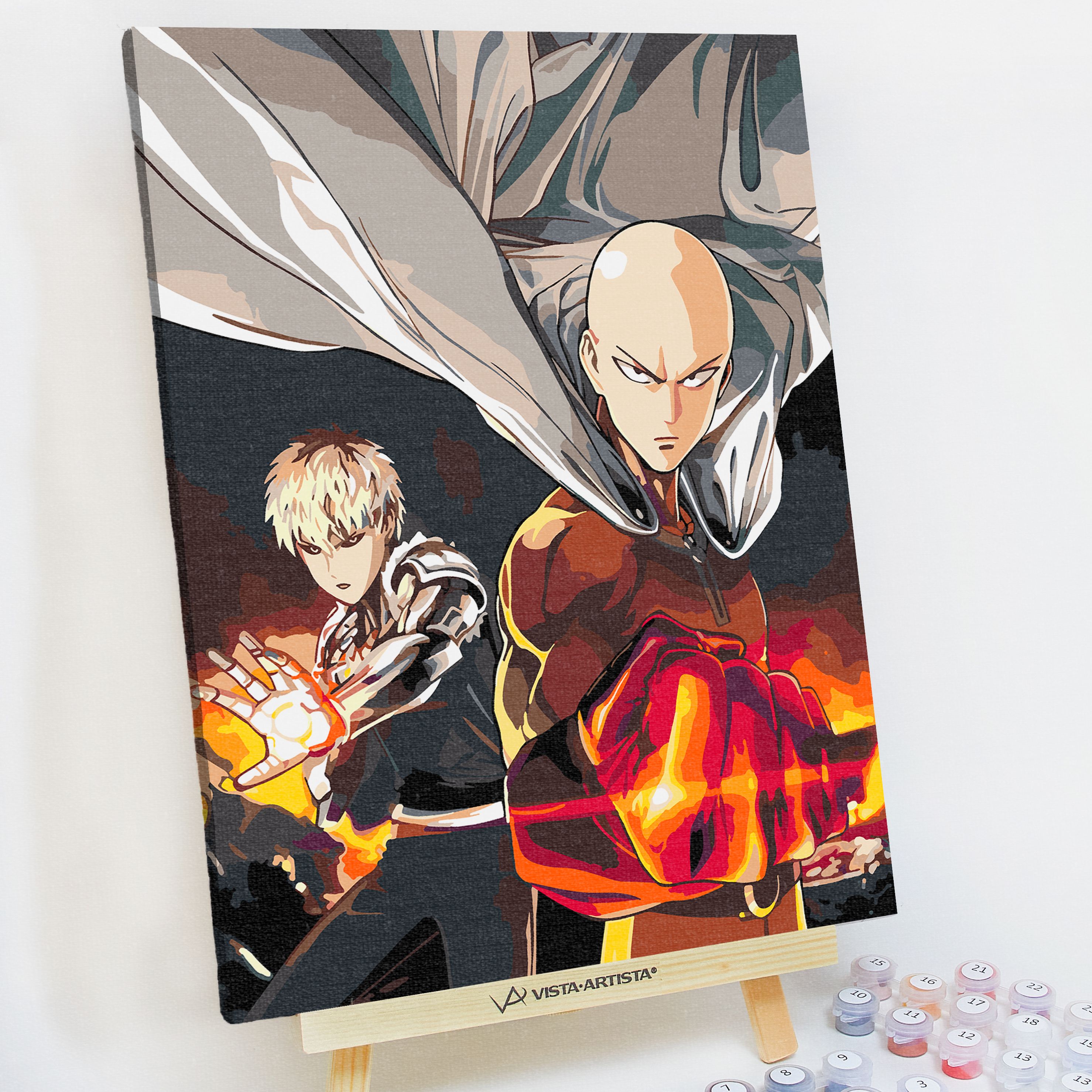 Картина по номерам, холст на подрамнике - Генос и Сайтама - One-Punch Man  Ванпанчмен Аниме Манга 30x40 см. - купить с доставкой по выгодным ценам в  интернет-магазине OZON (1438465003)