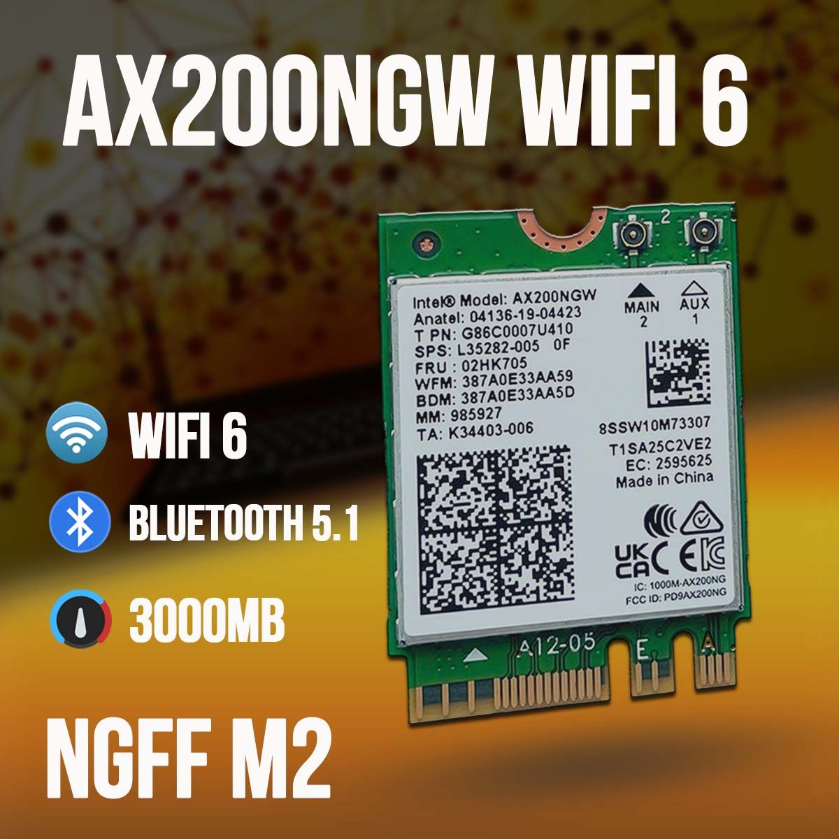 Wi-Fi-адаптерWi-Fi6AX200NGWBluetooth5.1