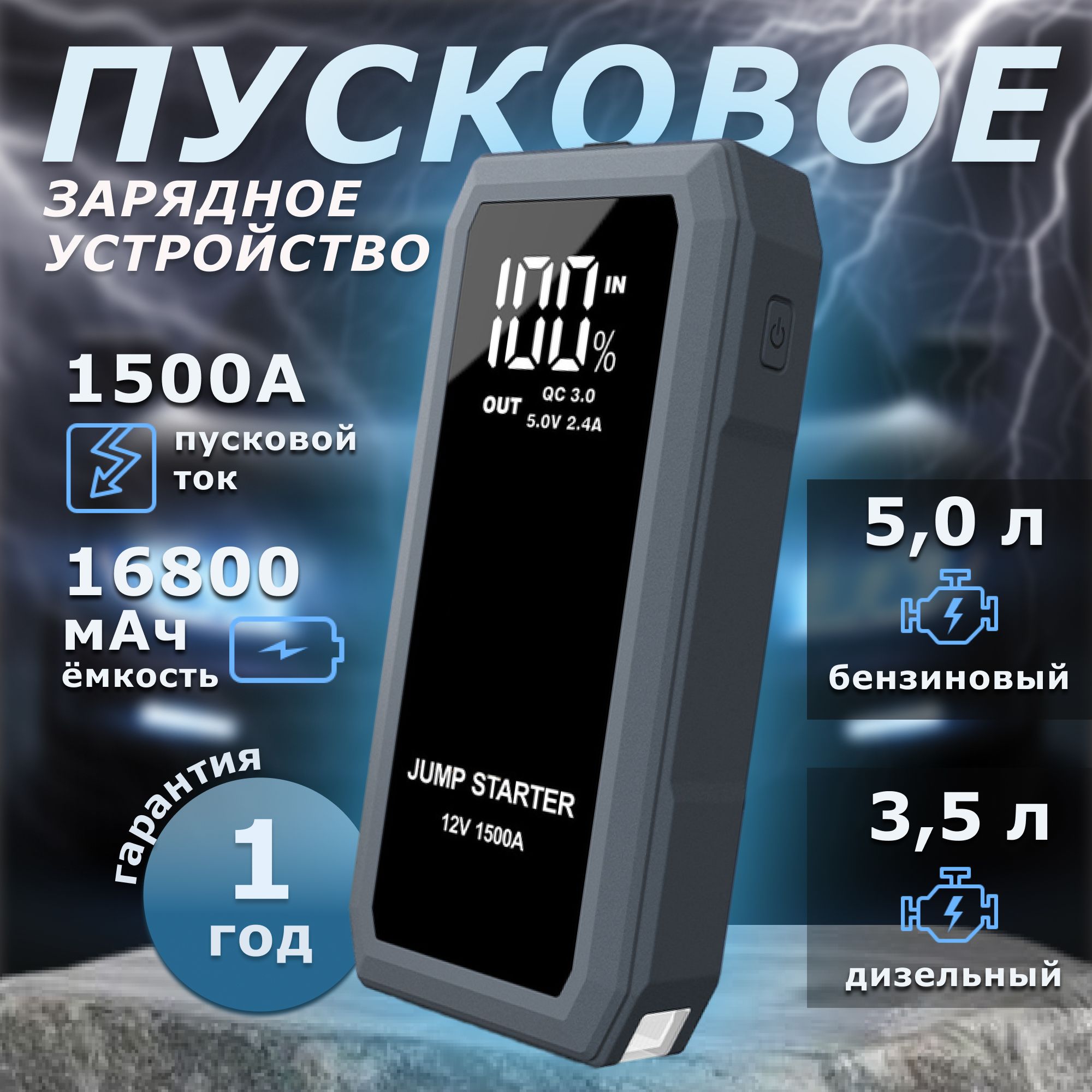 Пусковое устройство для автомобиля 16800A, бустер автомобильный мощный  1500А - купить с доставкой по выгодным ценам в интернет-магазине OZON  (1422879062)