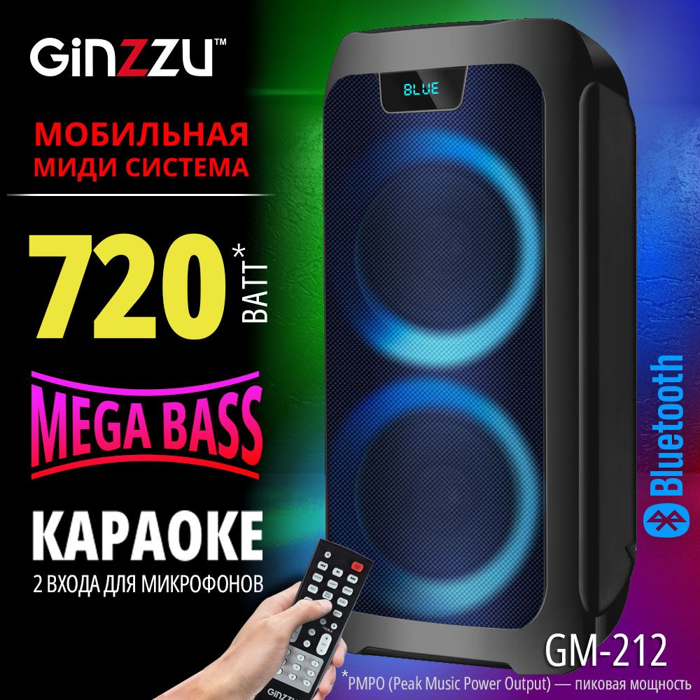 Беспроводная акустика Ginzzu GM-212, черный - купить по низким ценам в  интернет-магазине OZON (213088157)