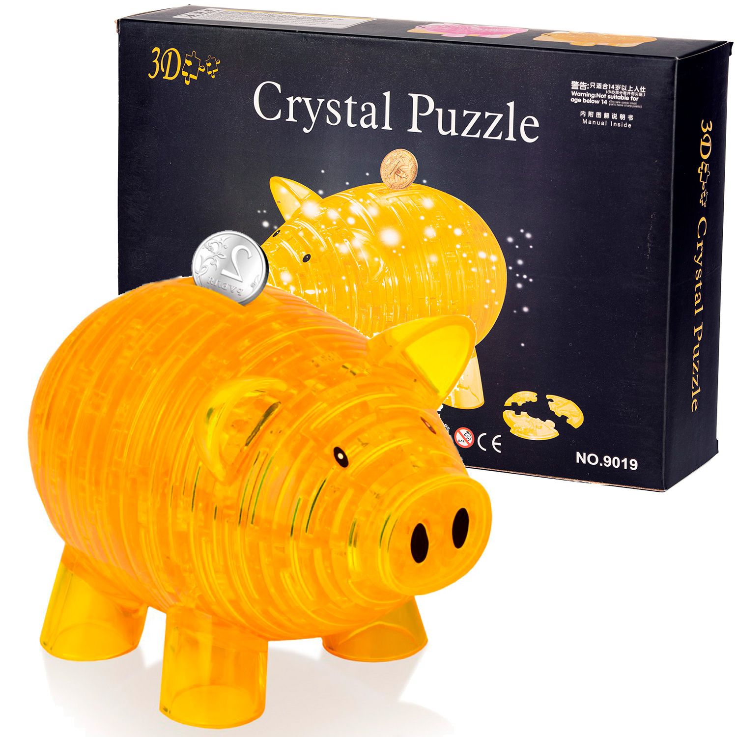 3D-ПазлYuxinБольшаяCвинья-КопилкаCrystalPuzzleЖелтая