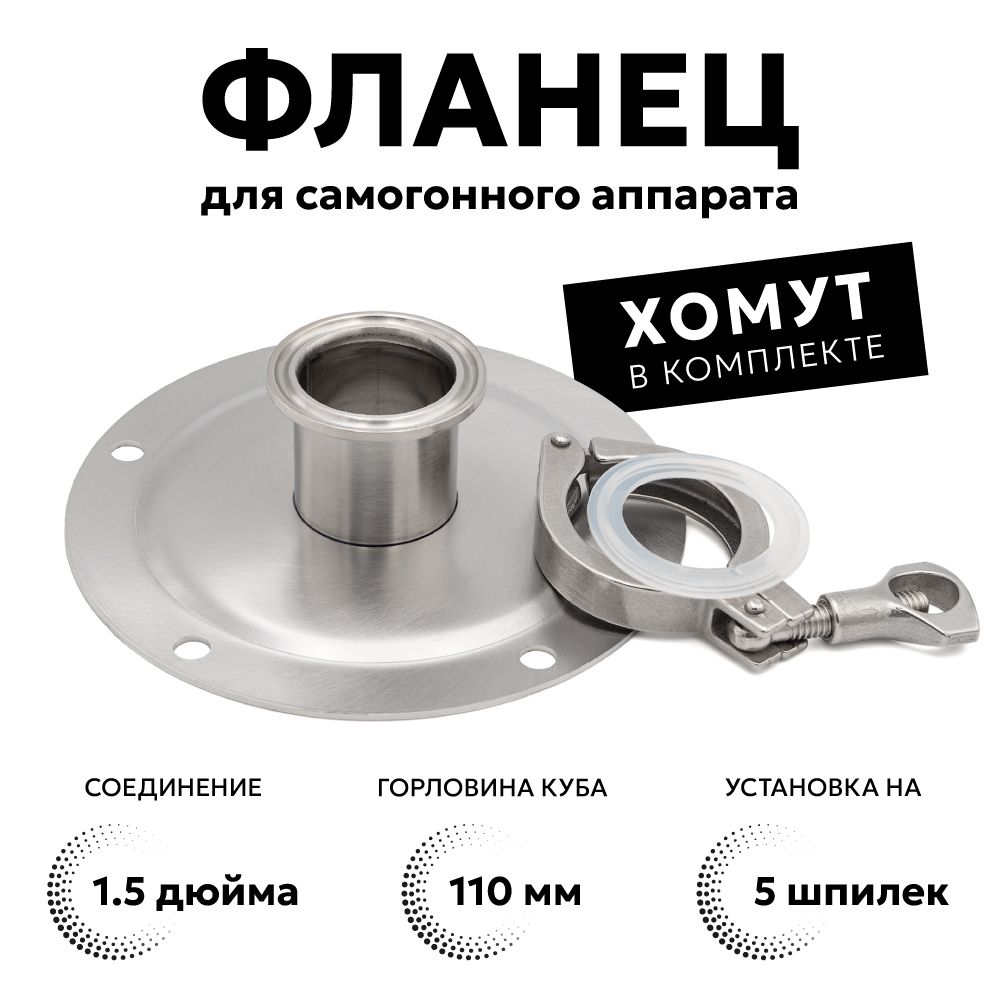 Фланецподкламп1.5дюйма(5отверстий)схомутом