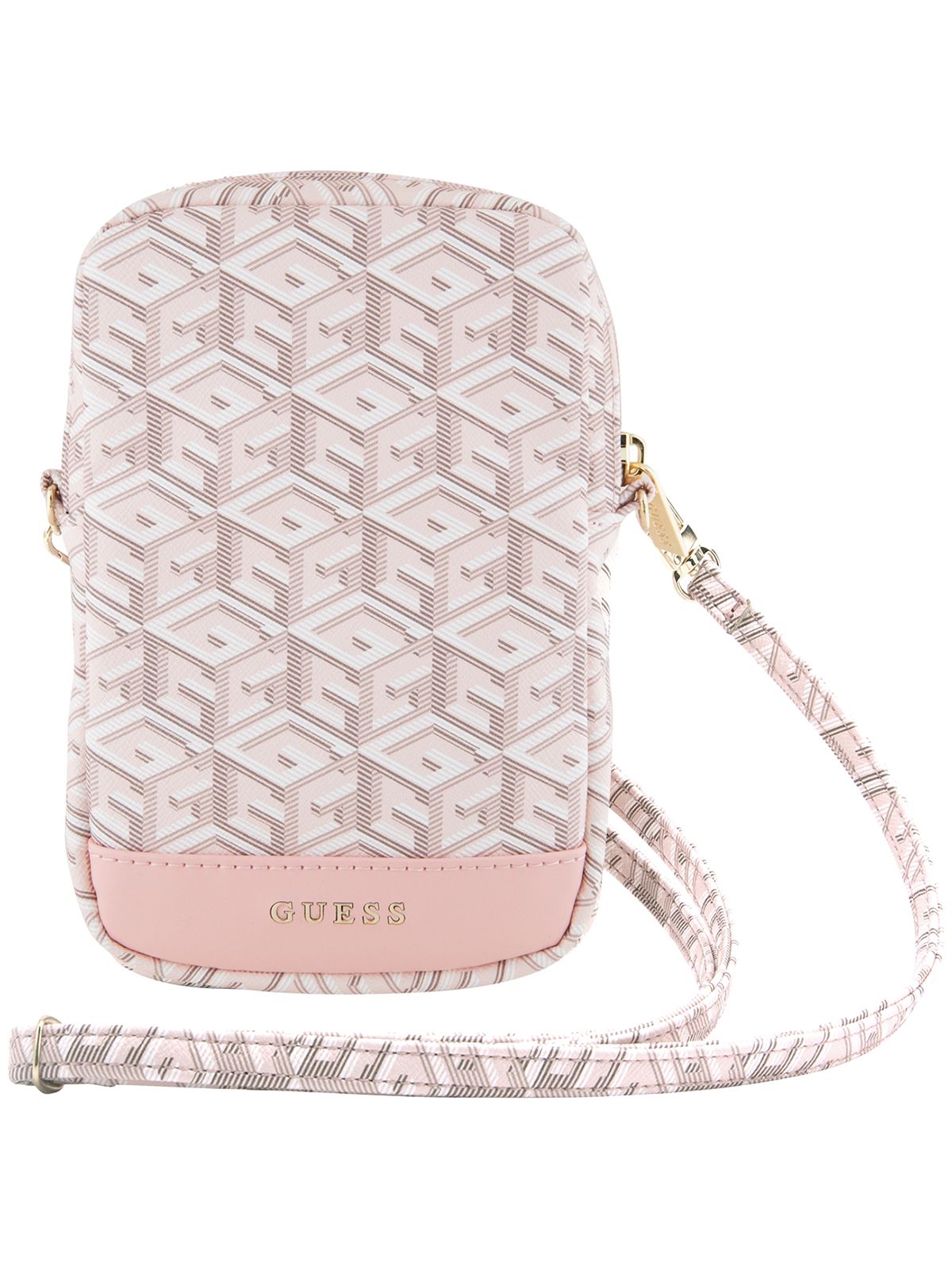 Сумка Guess Wallet Zipper Pouch кошелек 185 x 125 мм из экокожи с ремешком  через плечо, с металлическим логотипом G CUBE, розовая - купить с доставкой  по выгодным ценам в интернет-магазине OZON (1503091389)