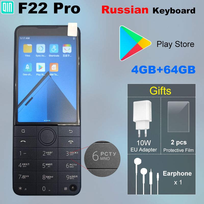QINМобильныйтелефонF22ProRussiankeyboard,темно-серый