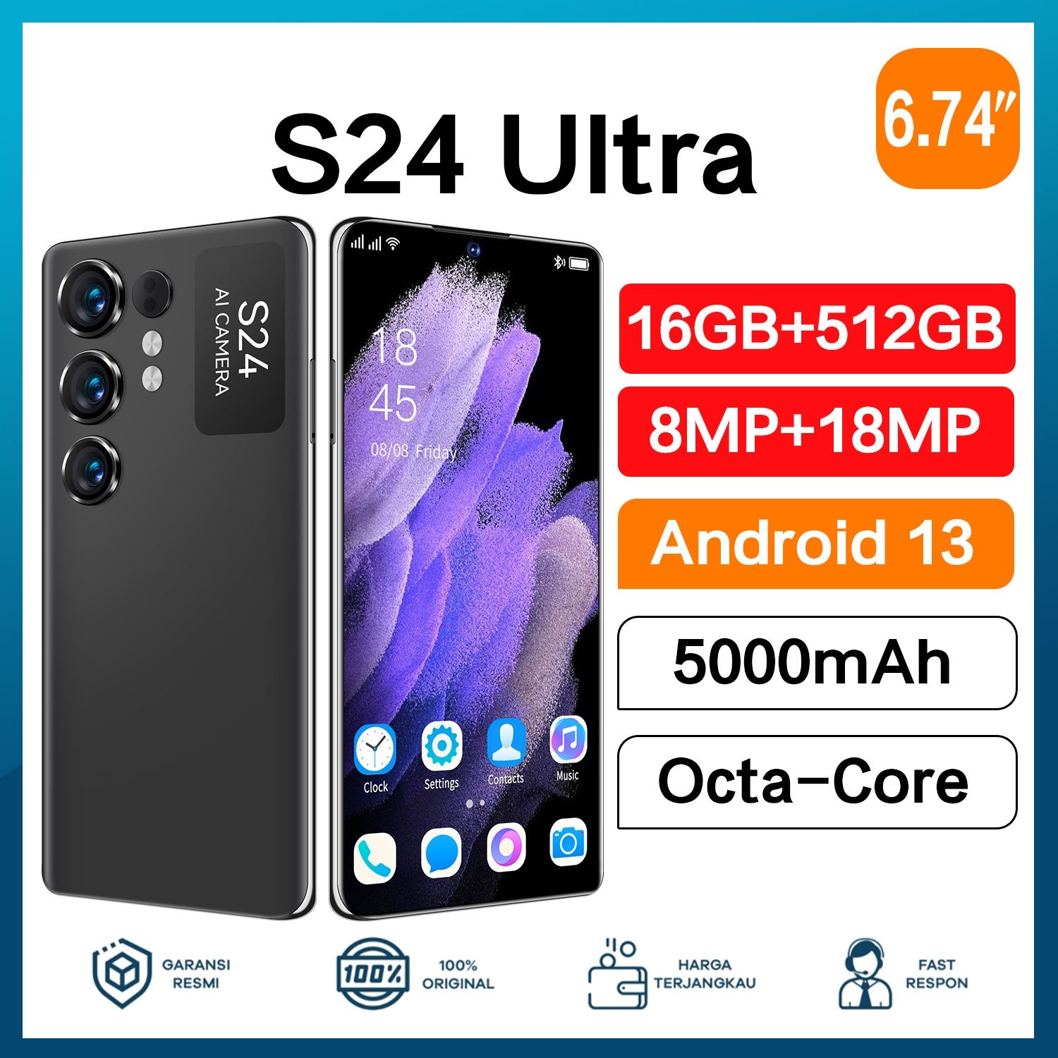 Смартфон ультратонкий новый мобильный телефон s24 ultra
