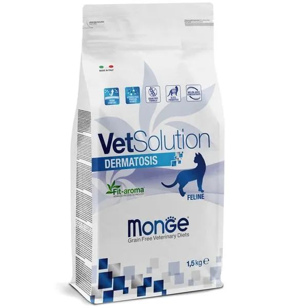 Ветеринарная диета Monge VetSolution Cat Dermatosis Дерматозис для кошек при заболеваниях кожи 1,5 кг