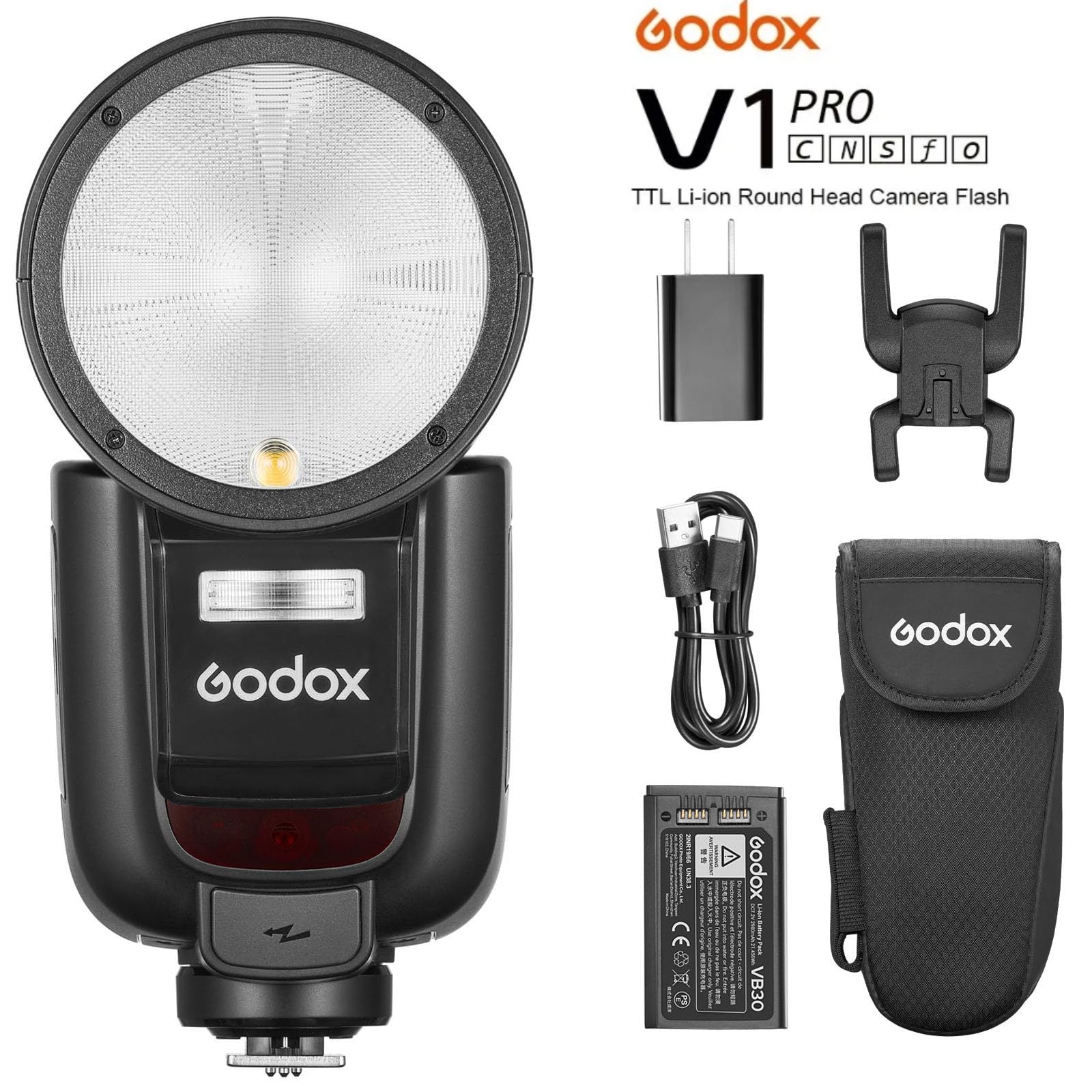 Вспышка Godox V1 Pro, TTL Литий-ионная вспышка с круглой головкой для беспроводной передачи данных для Canon Nikon Sony