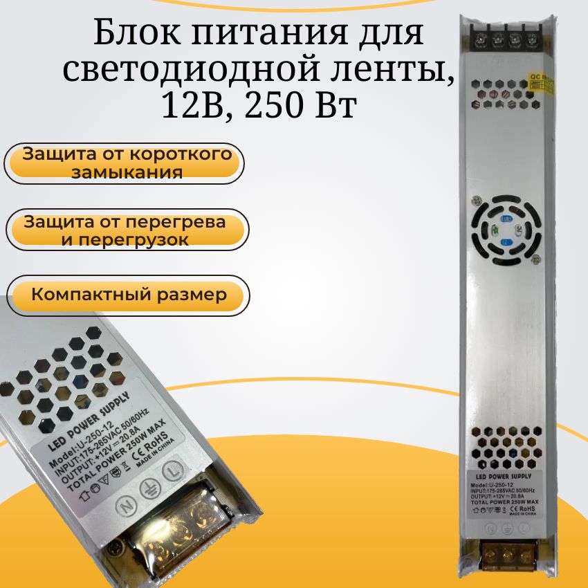 Блокпитаниядлясветодиоднойленты12V,20.8A,250W