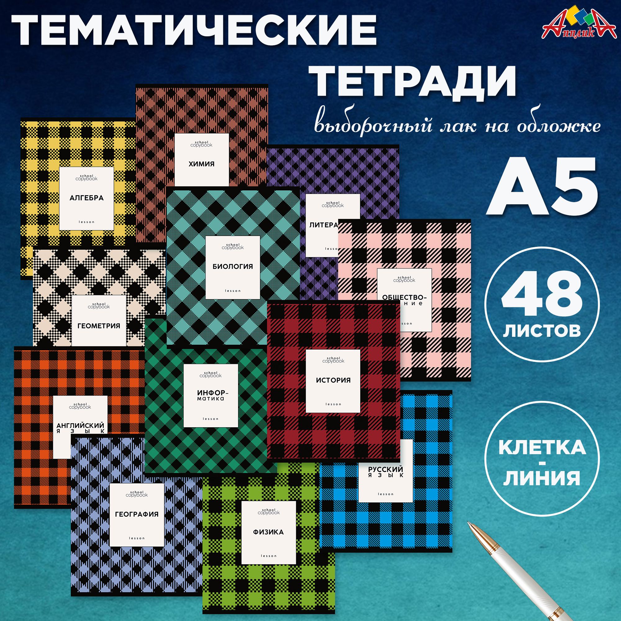 Тетрадитематические,48листов,12предметов."Яркаяклетка"