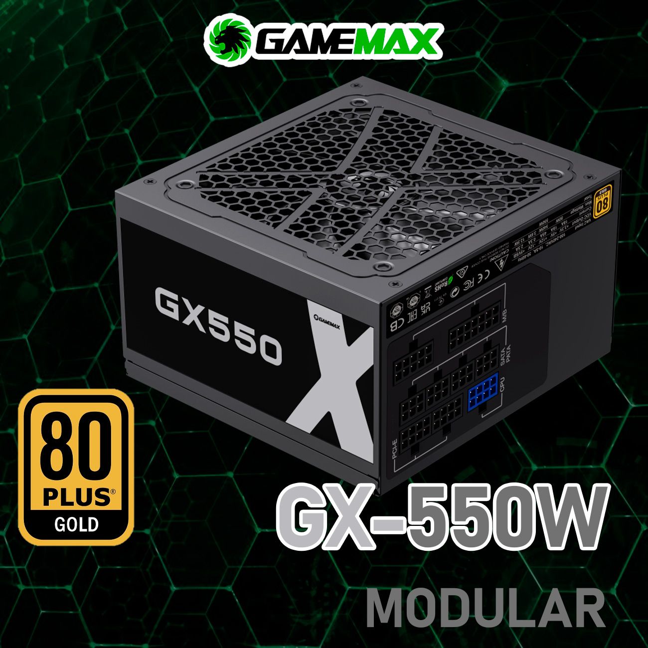 БлокпитанияGameMaxGX-550Modular(Черный550W120мм20+4pin2*4+4pin(CPU)2*6+2pin(PCI-E)4*SATA2*MOLEX)