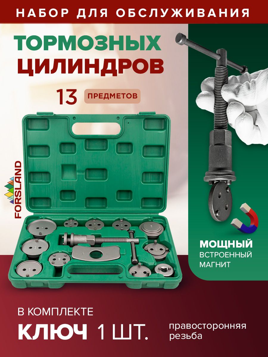 Набор инструментов для обслуживания тормозных цилиндров Forsland,13 предметов в кейсе