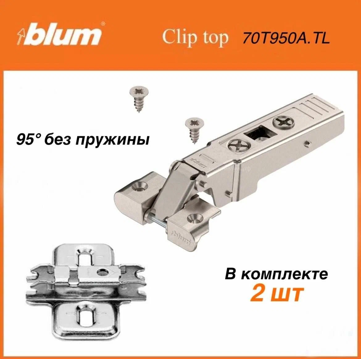 Мебельная петля Blum, CLIP top для алюминиевых рамок 95, накладная, без пружины