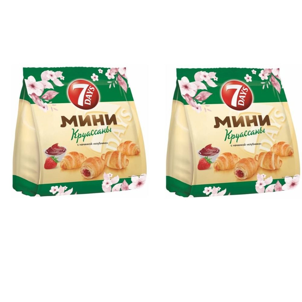 7DAYS мини-круассаны Клубника, 265 г, 2 уп/