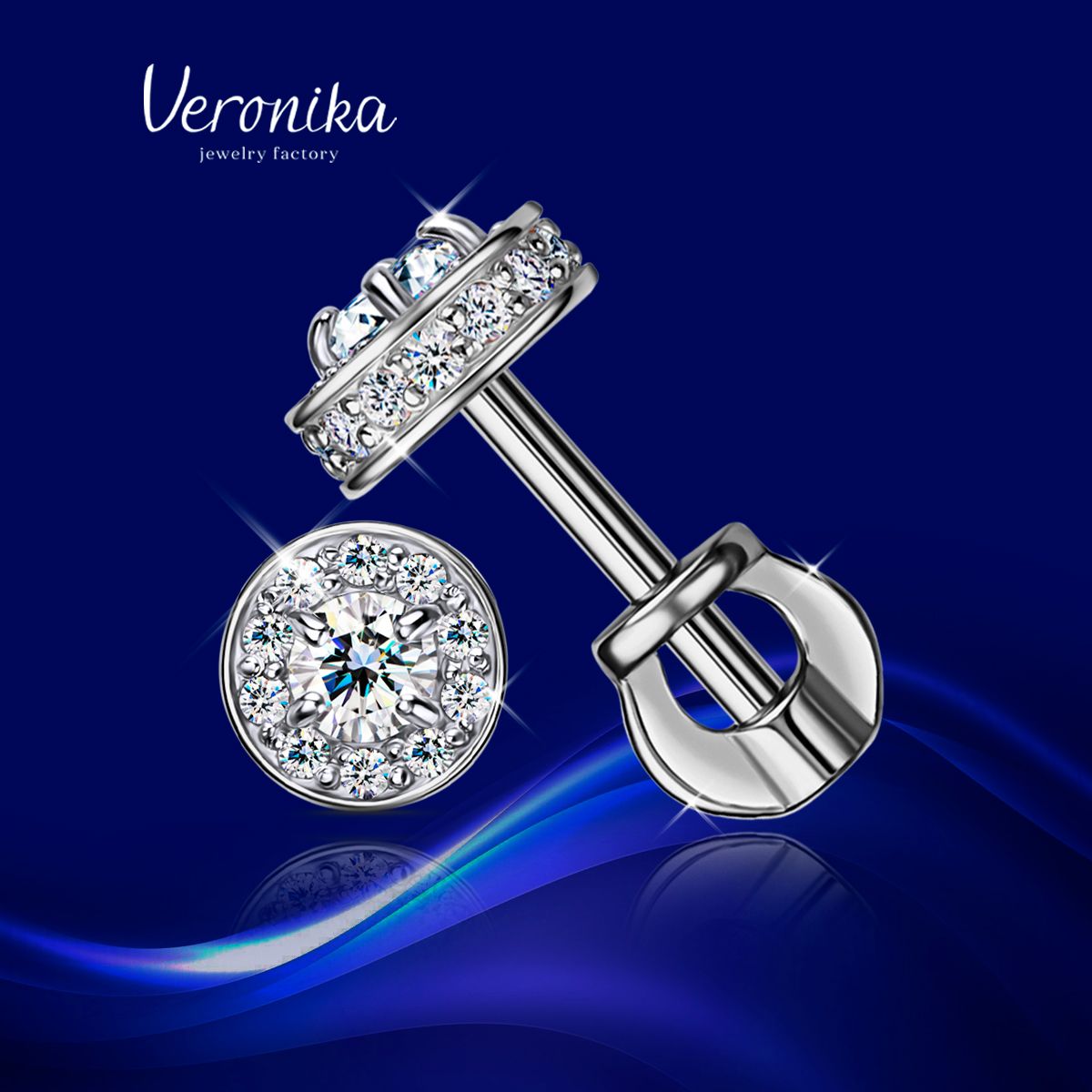 Veronika jewelry factory Серьги женские серебро 925 пробы пусеты гвоздики