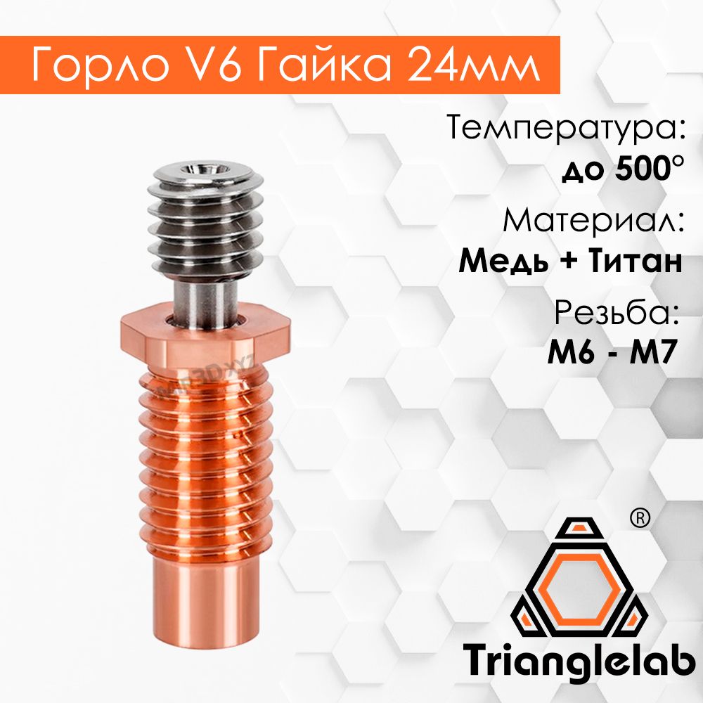 Горлобиметаллическое,термобарьербиметаллическиймедь+титанV6гайкаподключотTrianglelab