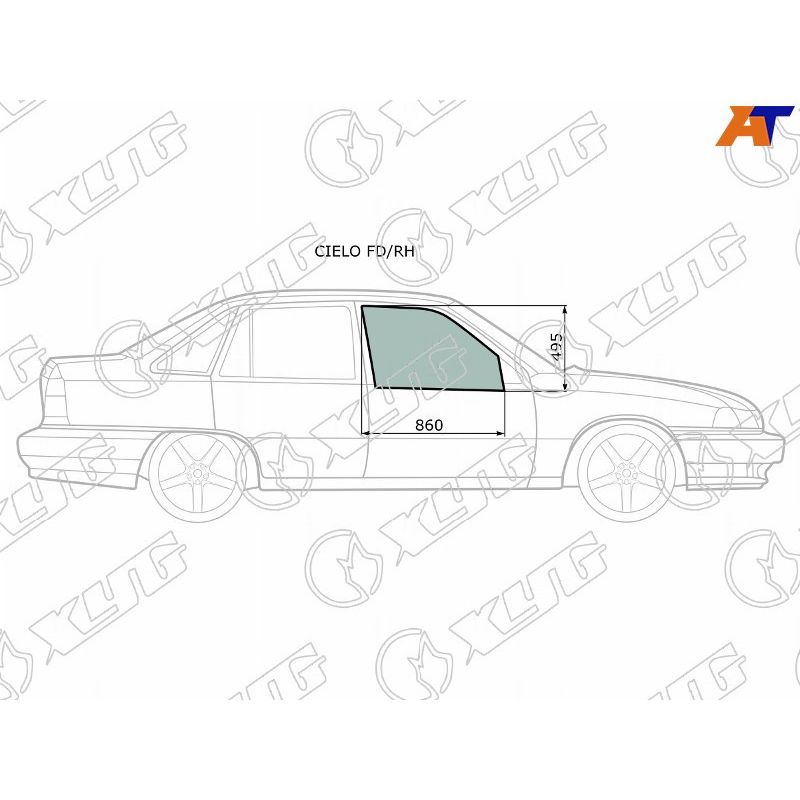 Стекло двери передней правой для Дэу Нексия N150 2008-2016, Daewoo Nexia N150 стекло двери передней правой XYG CIELO FD/RH